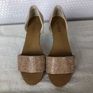Guess Rose Gold Stone Embellished Sandals Size 7.5